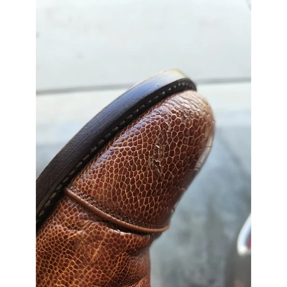 Stephen & Co. Cognac Ostrich Leg Dress Shoes Size 9.5 (Measures 11